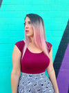 Burgandy Retro Boat Neck Top