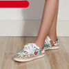 New Popular Women's Shoes Colorful Beautiful Flower Printing Shoes Lace-up Flat Women's Casual Womens Sneakers High-Quality Women's White Sports Casual Couple Shoes Summer Trainers Walking Sneakers